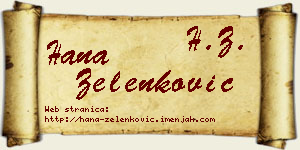 Hana Zelenković vizit kartica
